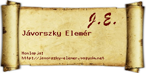 Jávorszky Elemér névjegykártya
